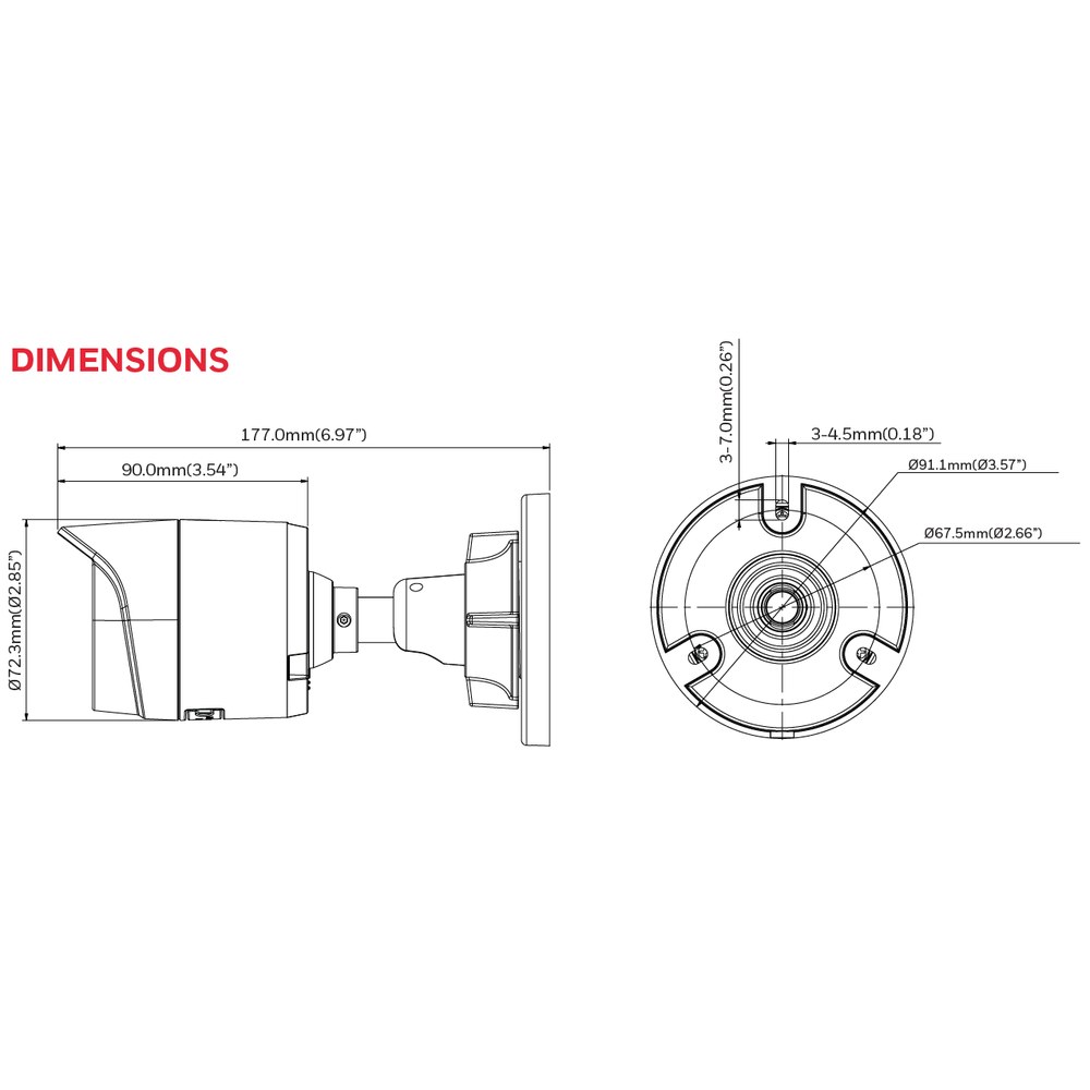 Dimensiones de la cámara