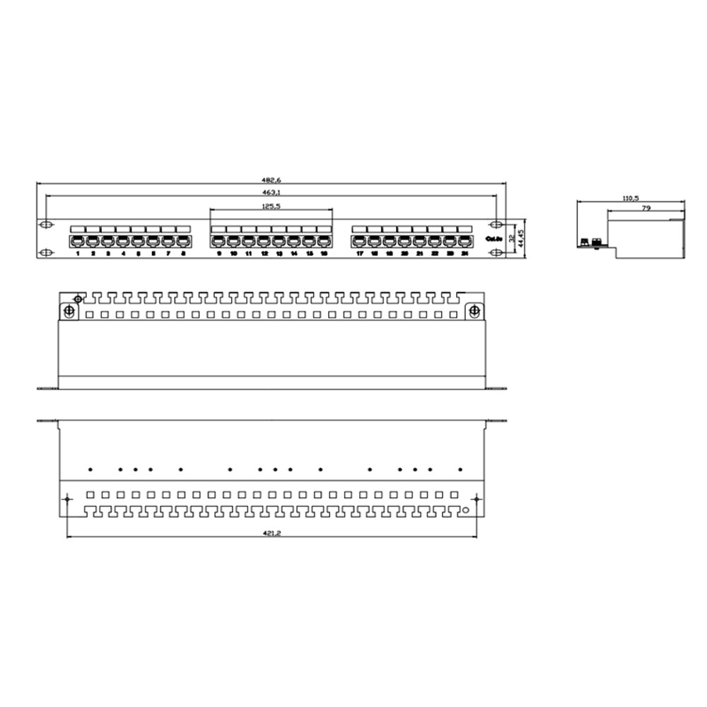 Panel de parcheo de impacto Blindado (STP) de 24 puertos Cat6, 19in