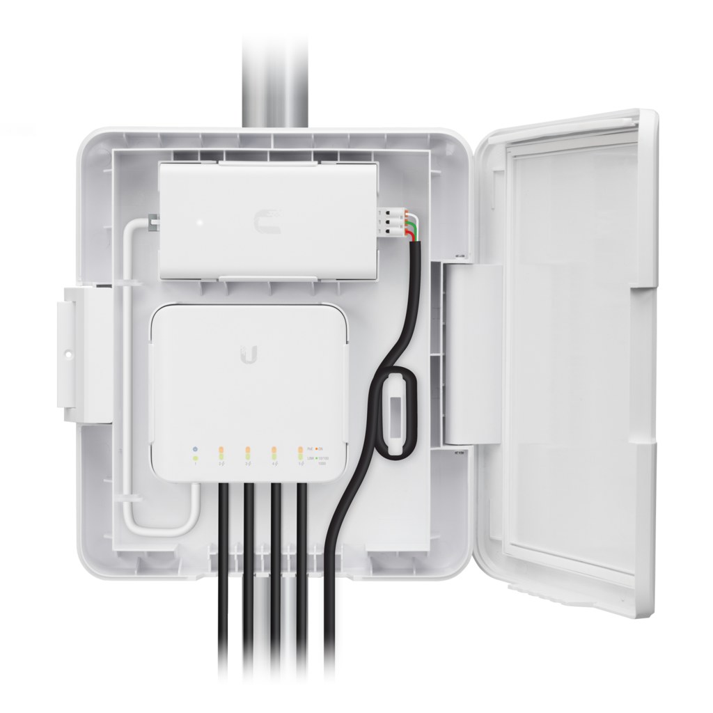 Vista frontal del gabinete resistente para Switch Flex