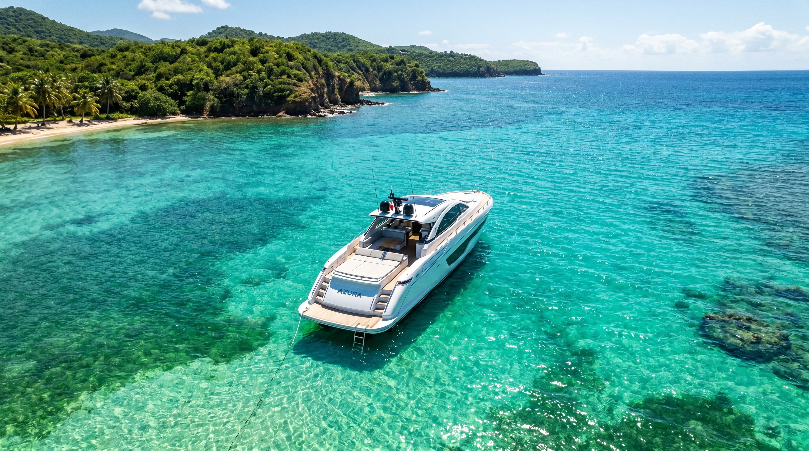 TXM85 en yate deportivo en laguna tropical