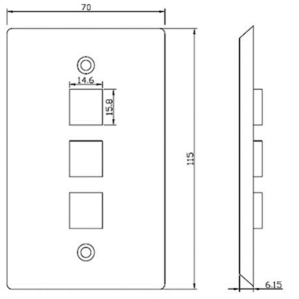 Placa de pared de 3 puertos Keystone color blanco