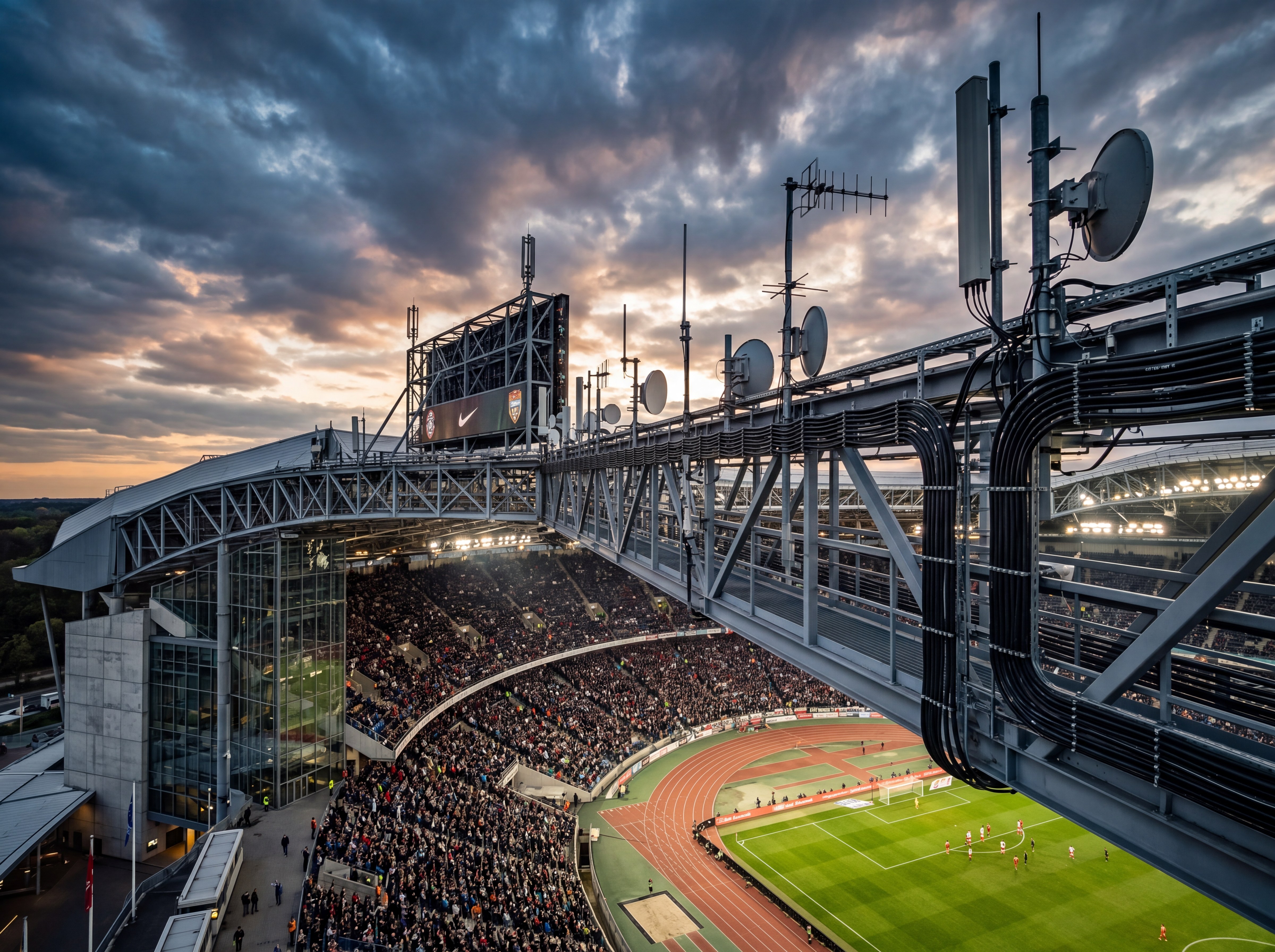 Estadio con infraestructura de comunicaciones