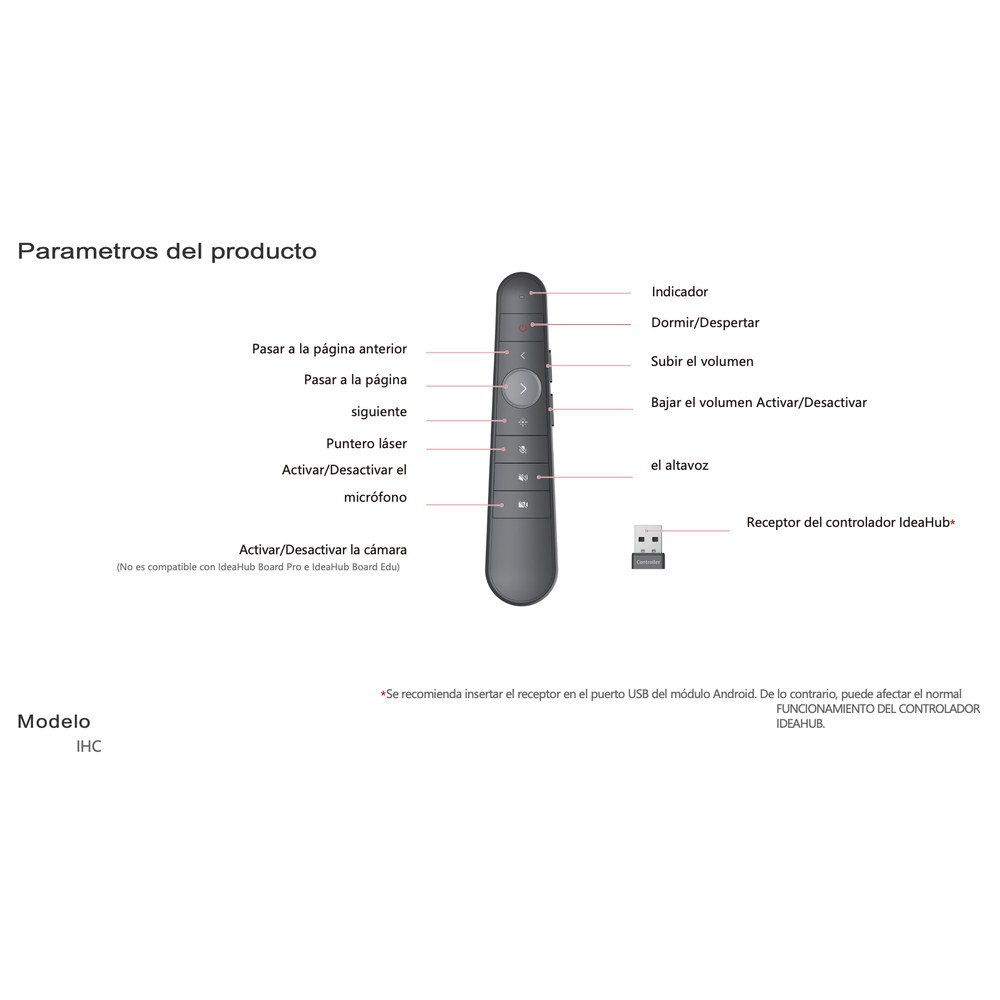 Captura de pantalla del control remoto HUAWEI IdeaHub