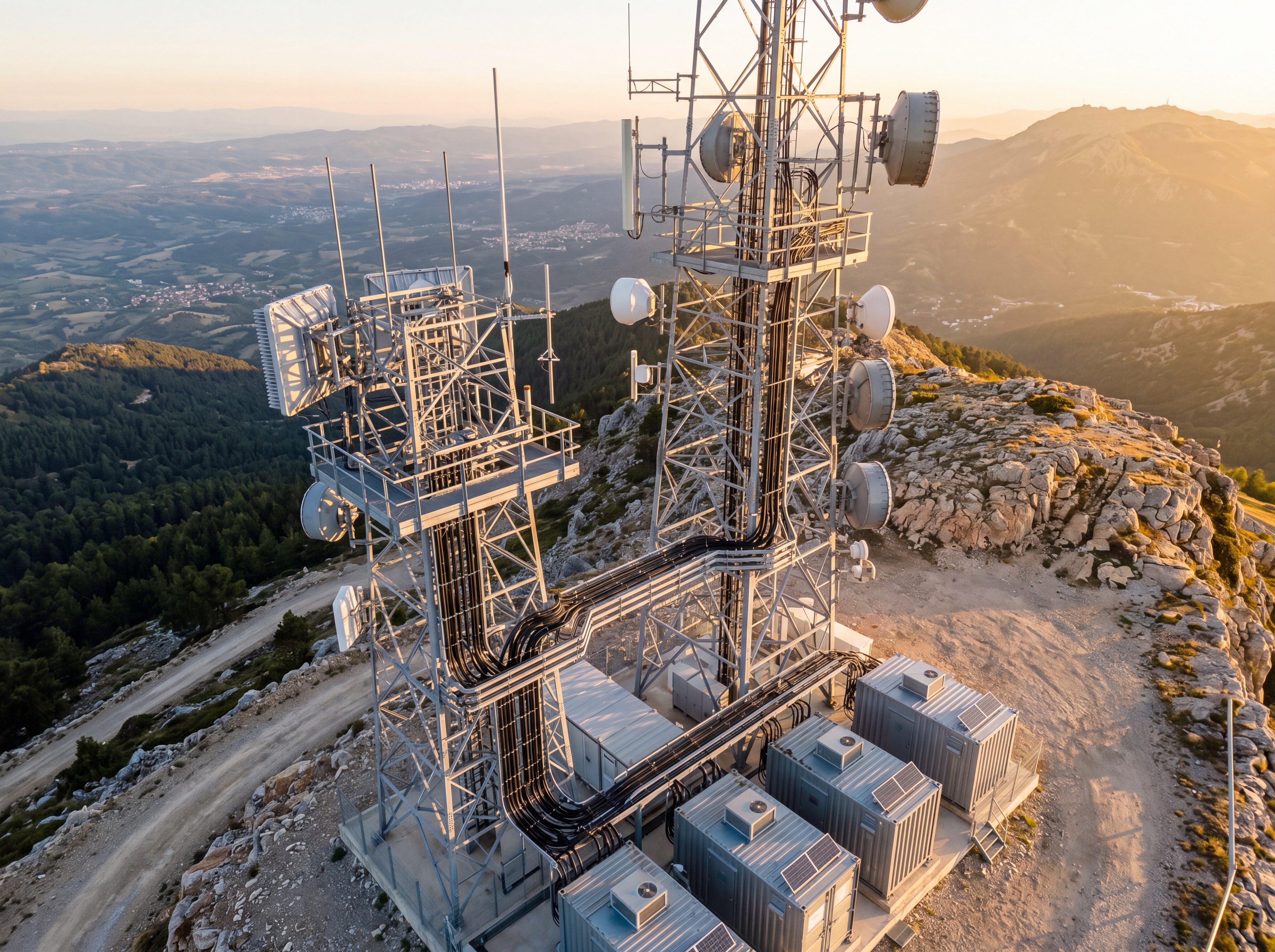 Torre de radiocomunicación en montaña
