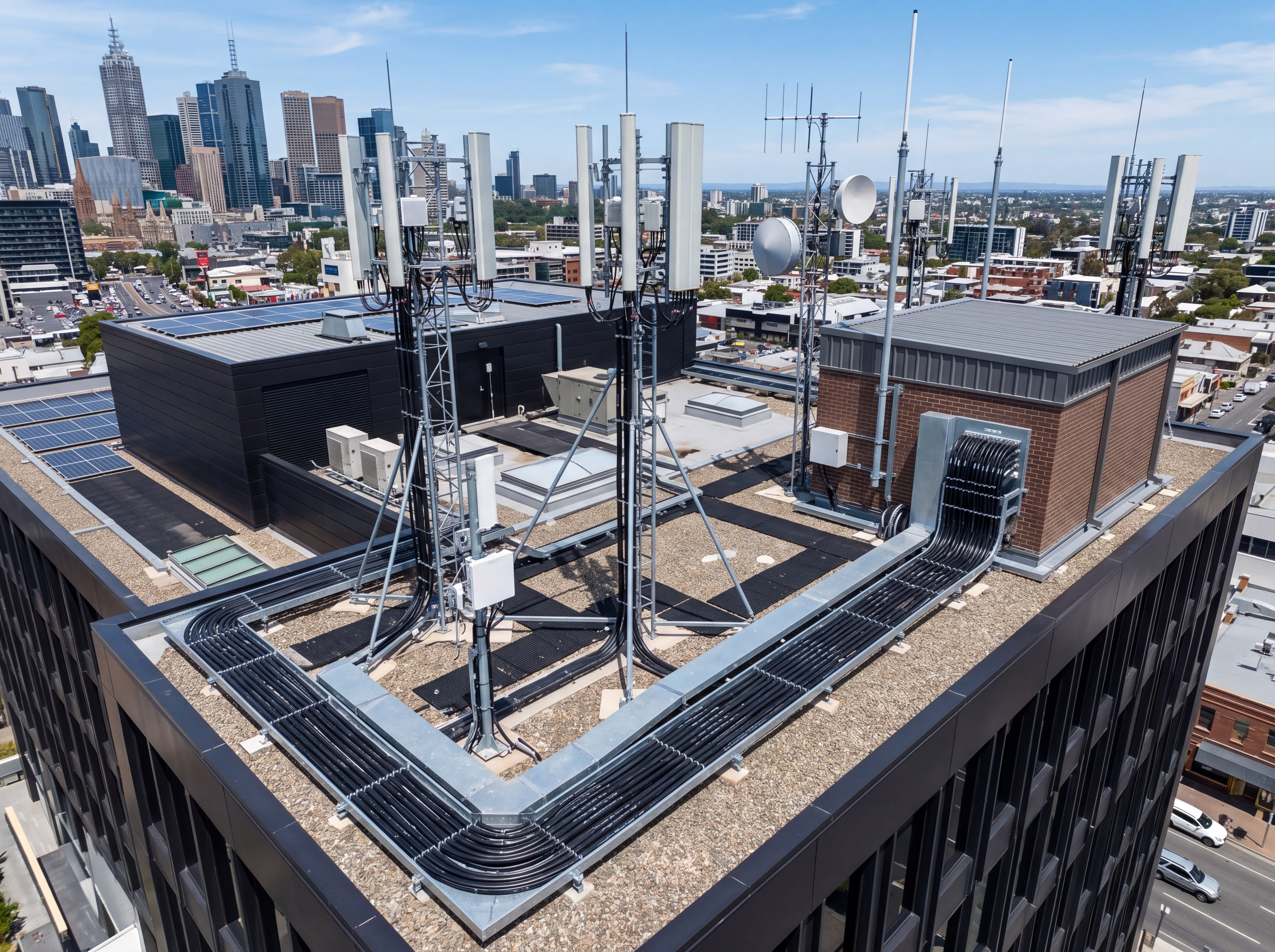 Rooftop comercial con antenas