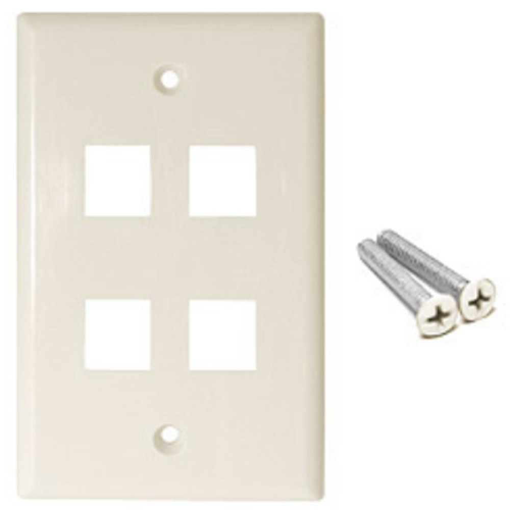 Placa de pared de 4 puertos, Keystone, Color Blanco