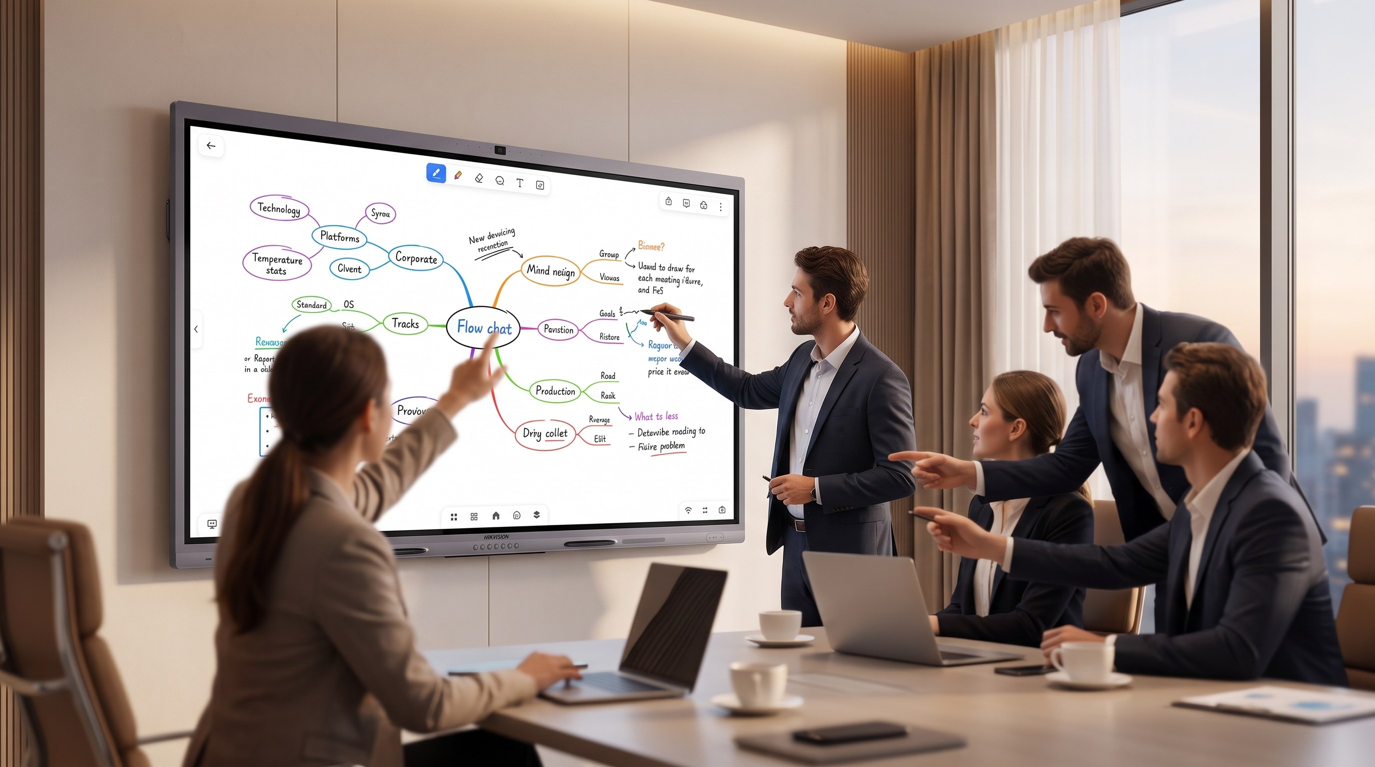 Pantalla Interactiva HIKVISION 86 pulgadas en sala de juntas