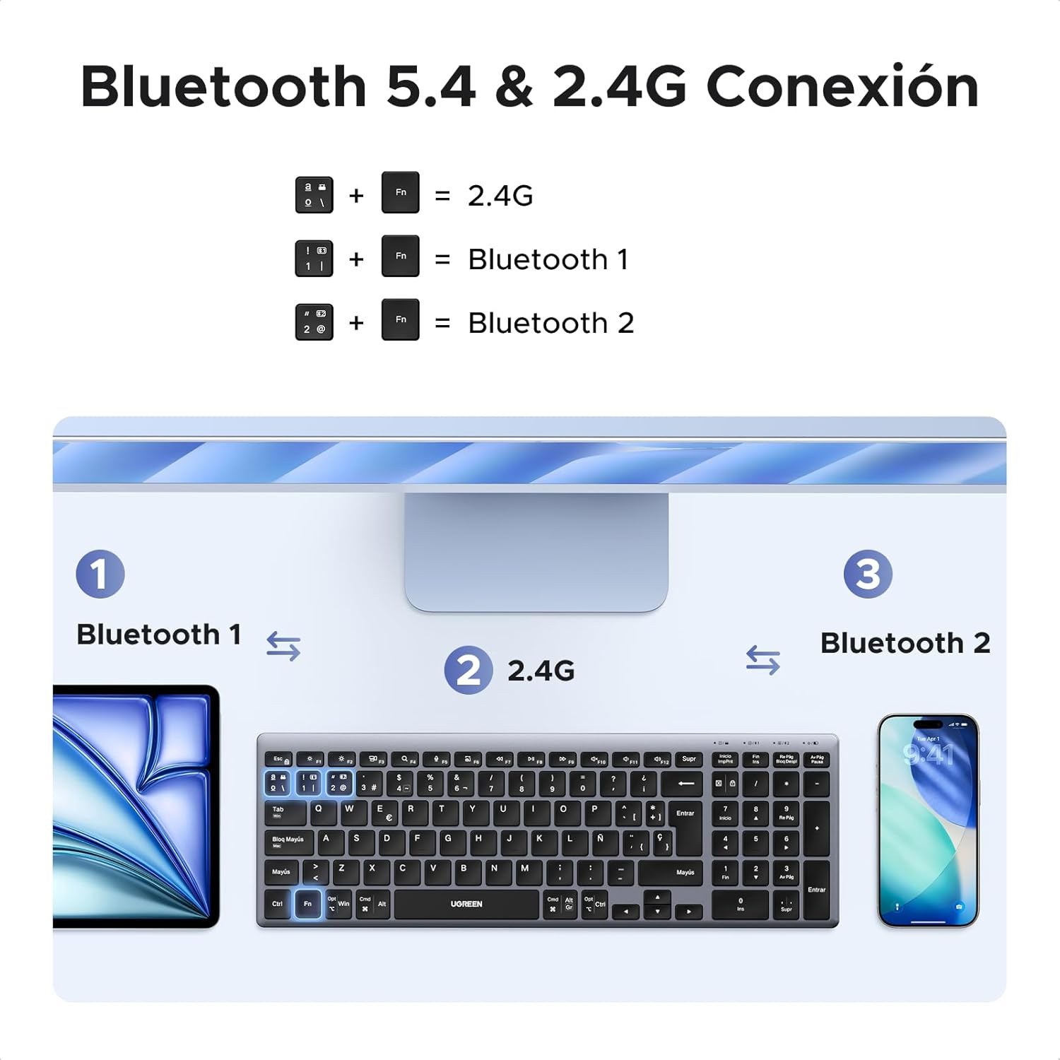 Teclado Inalámbrico Multimodo STEREN 75163SP