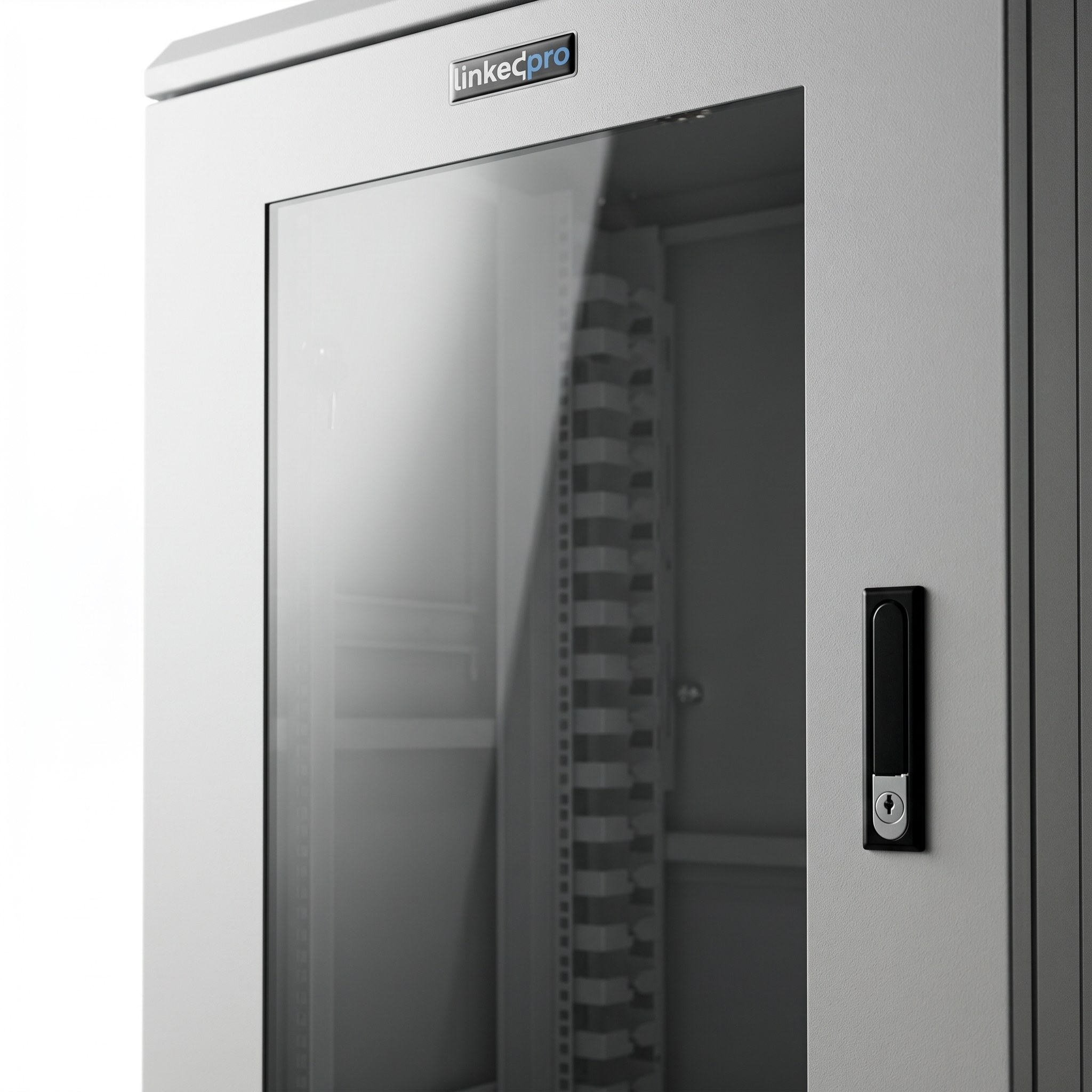 Detalle de puerta de cristal y cerradura