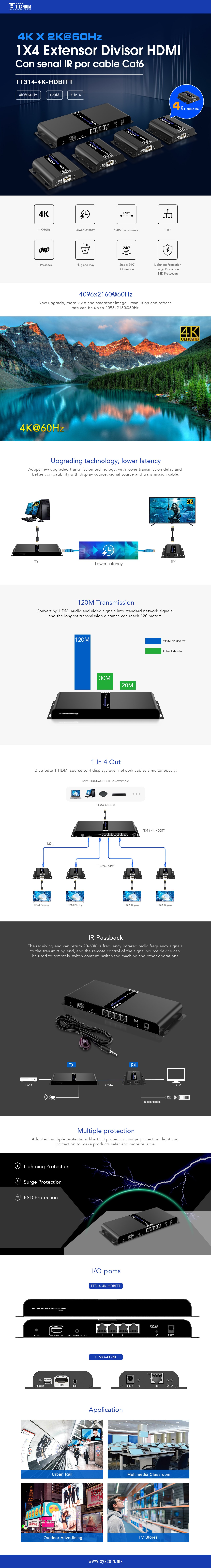 Kit Divisor y Extensor HDMI EPCOM TITANIUM TT3144KHDBITT