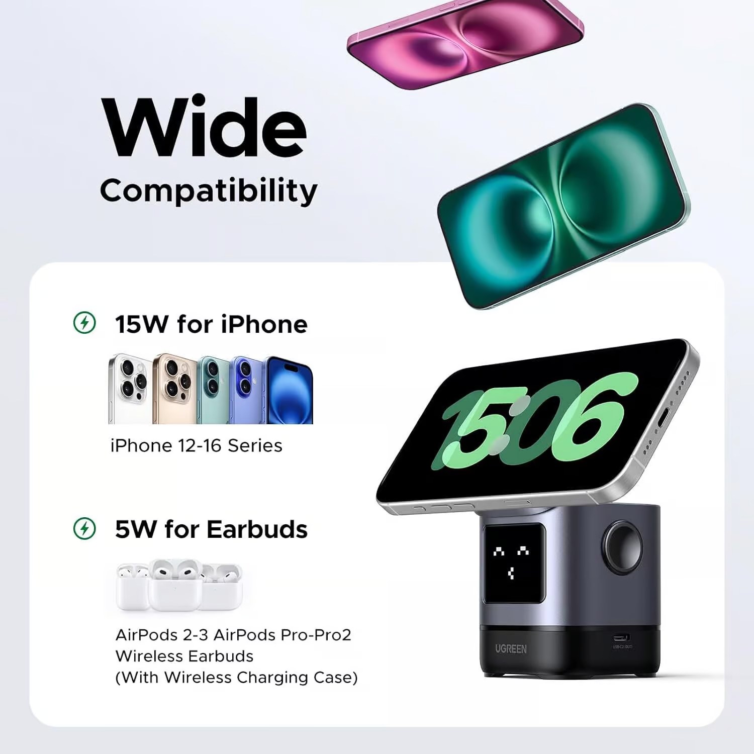 Carga Rápida 15W Certificada Qi2