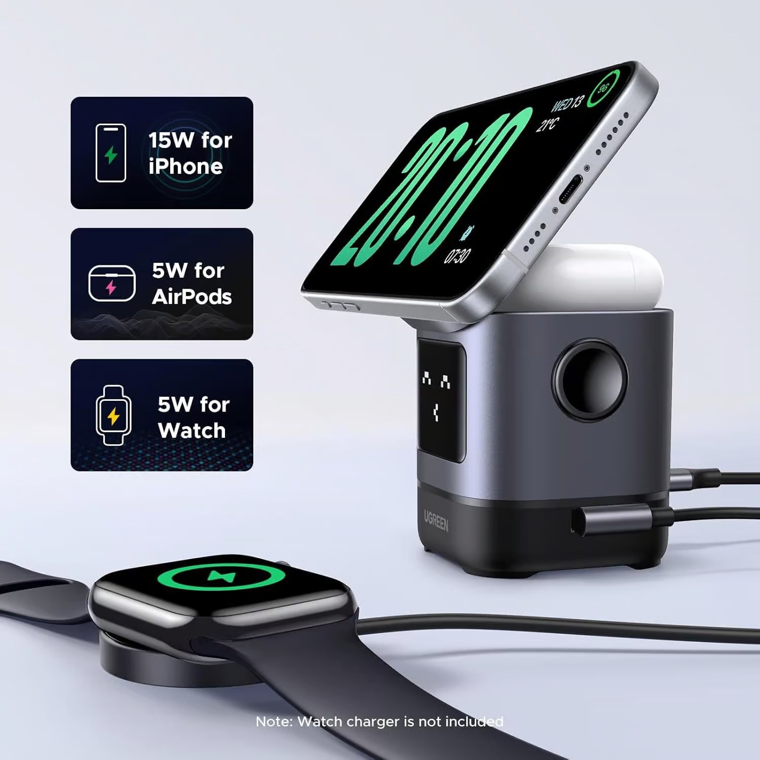 Carga de iPhone, AirPods y Apple Watch