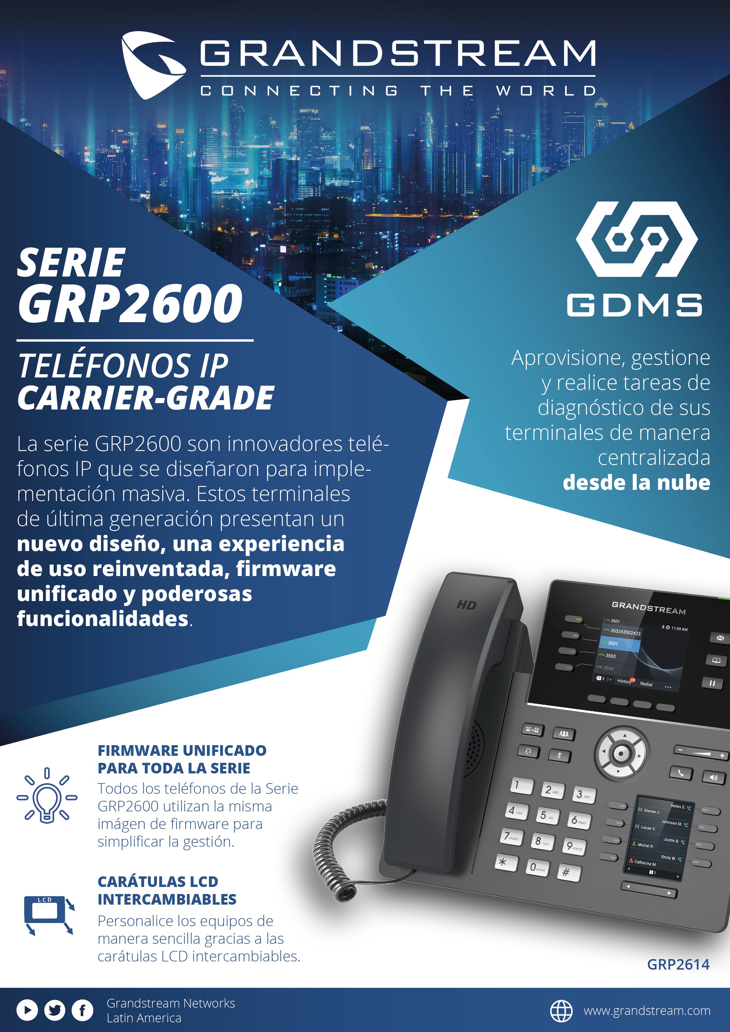 Teléfono IP Grado Operador GRP2602P