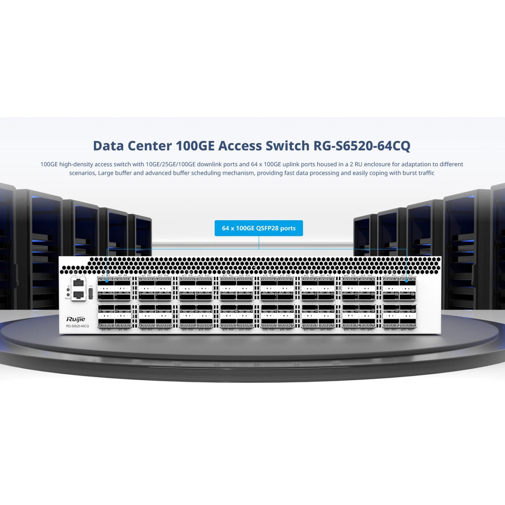 Vista del switch Ruijie RG-S6520-64CQ