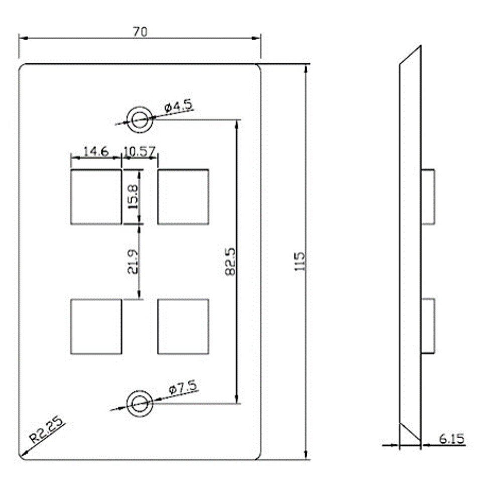 Placa de pared de 4 puertos, Keystone, Color Blanco - Vista 2