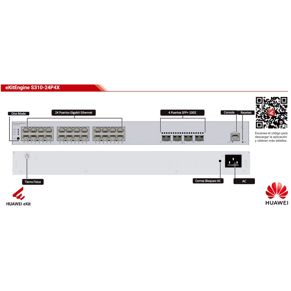 Vista frontal del switch Huawei S31024P4X