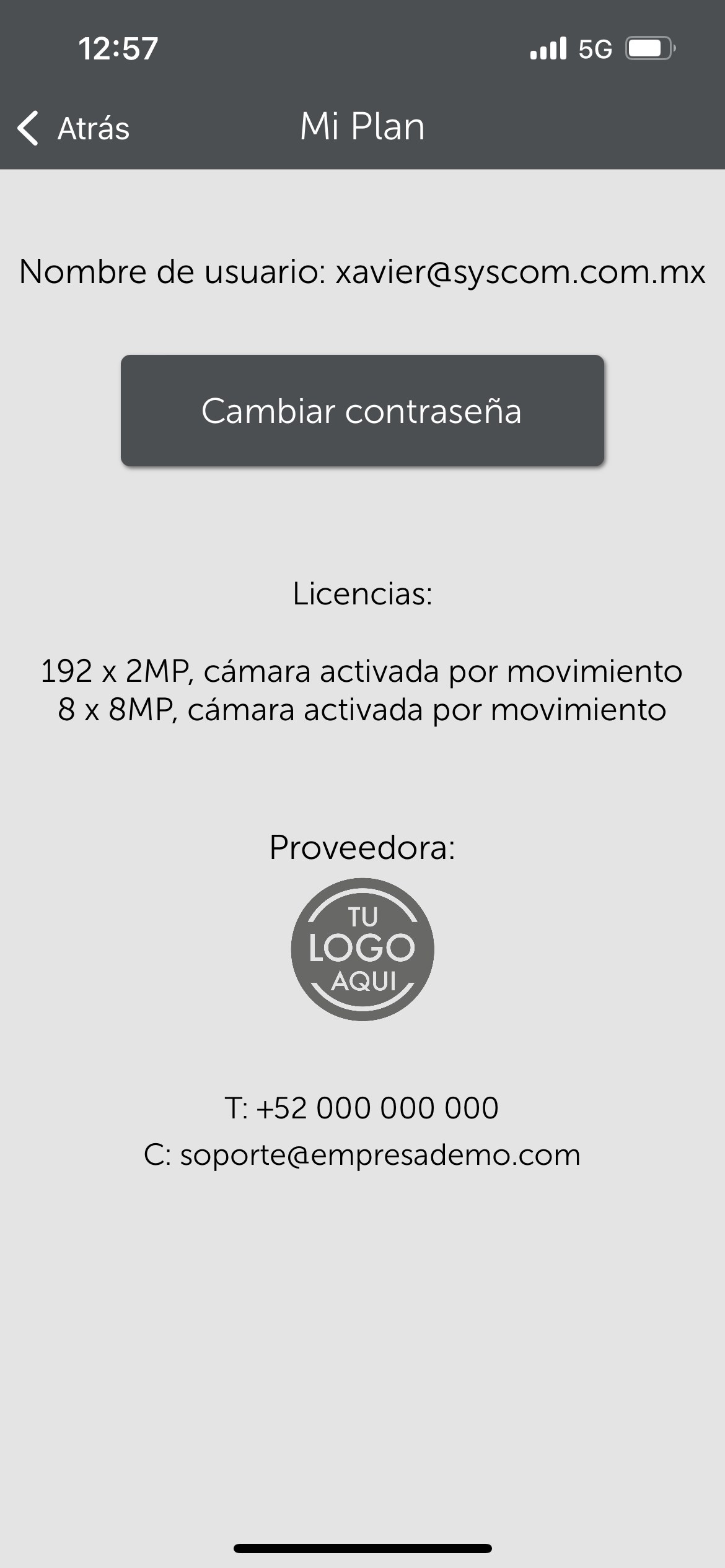 Captura de pantalla app