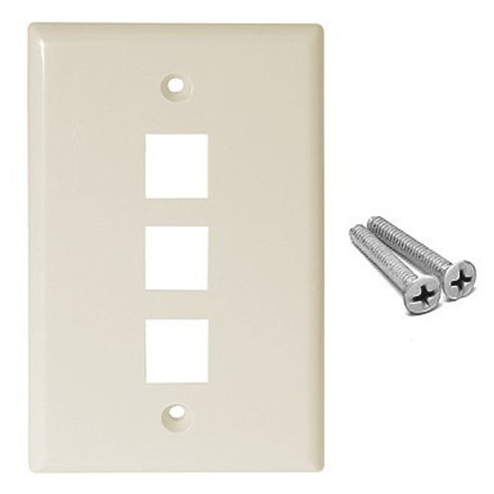 Placa de pared de 3 puertos Keystone color blanco
