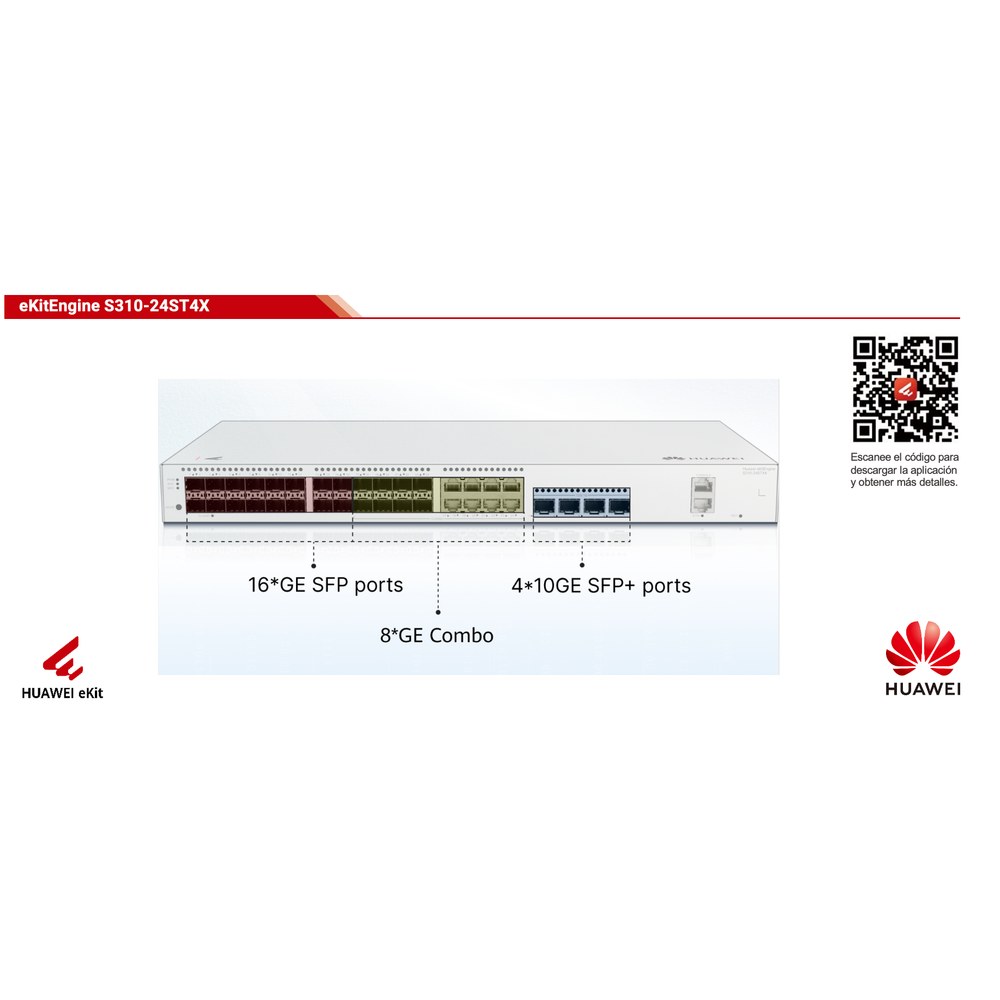 Vista frontal del switch Huawei S31024ST4X